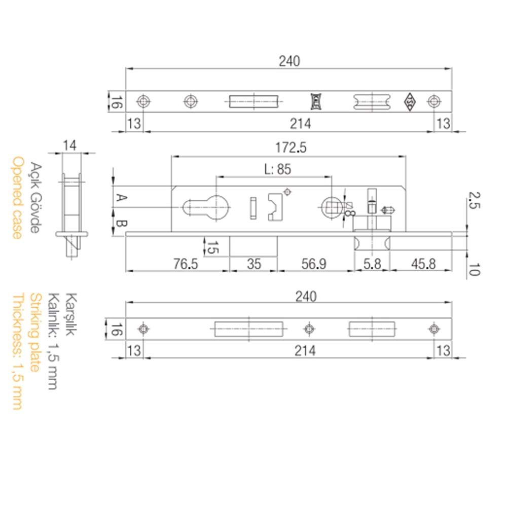 KALE 153P 35mm PVC DOĞRAMA KİLİT SİLİNDİRLİ