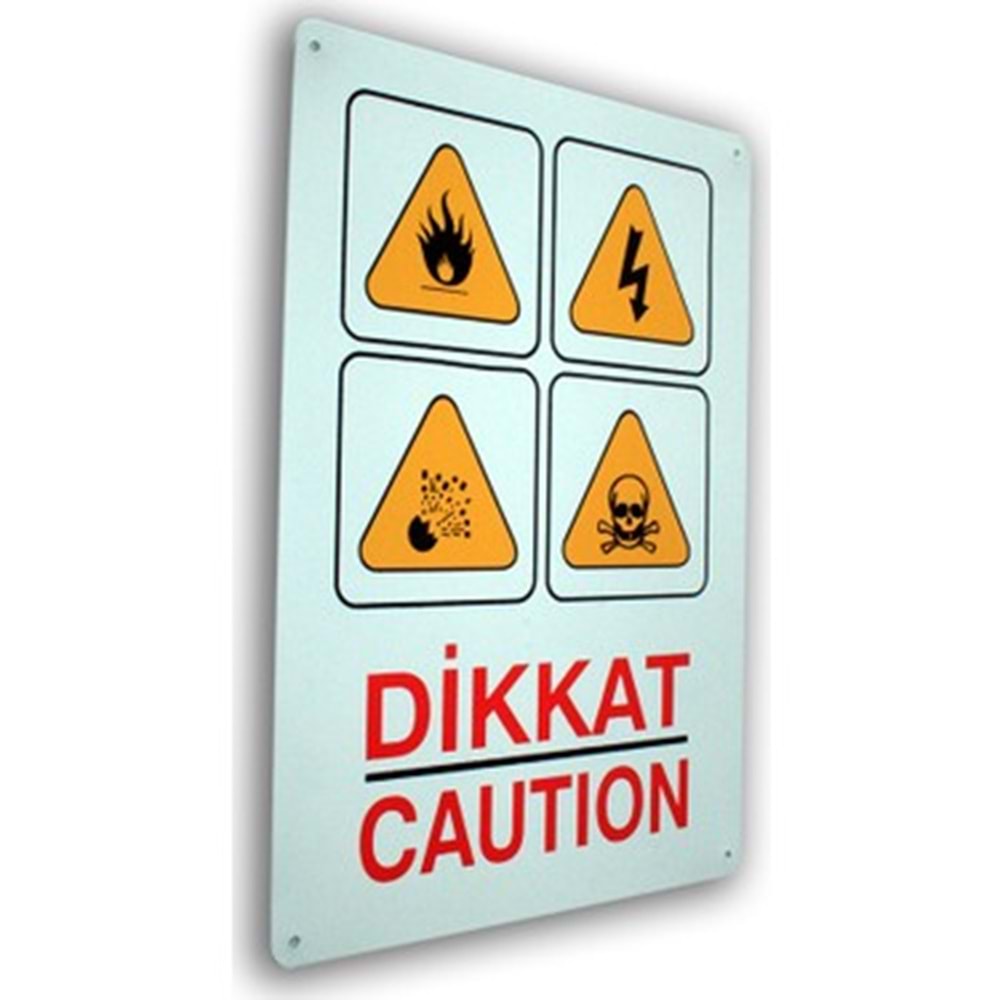 METAL LEVHA DİKKAT - CAUTION 25,5 *36CM