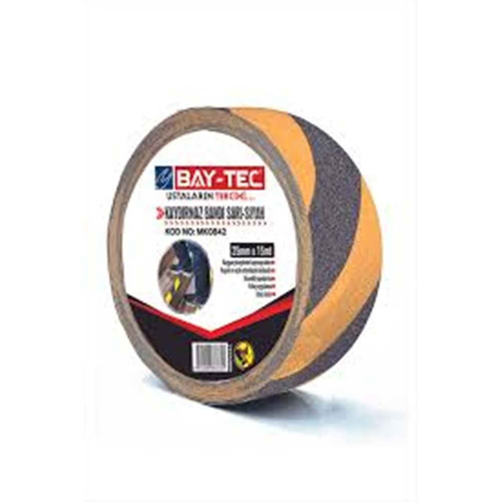 BAY-TEC MK0843 KAYDIRMAZ BANT SARI-SİYAH 50mm*15mt