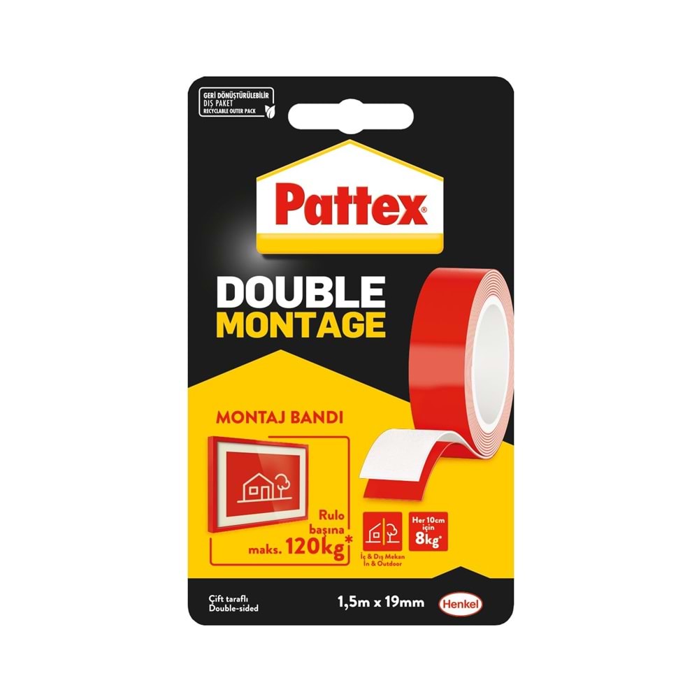 PATTEX DOUBLE MONTAJ BANT 120kg 1,5mt