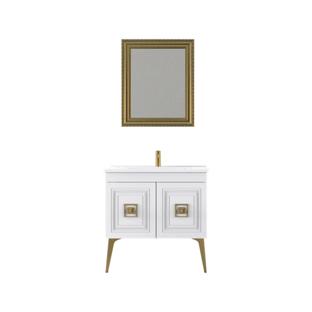 BİANİ BANYO DOLABI NİLE 85CM ANTIQUE WHITE GOLD