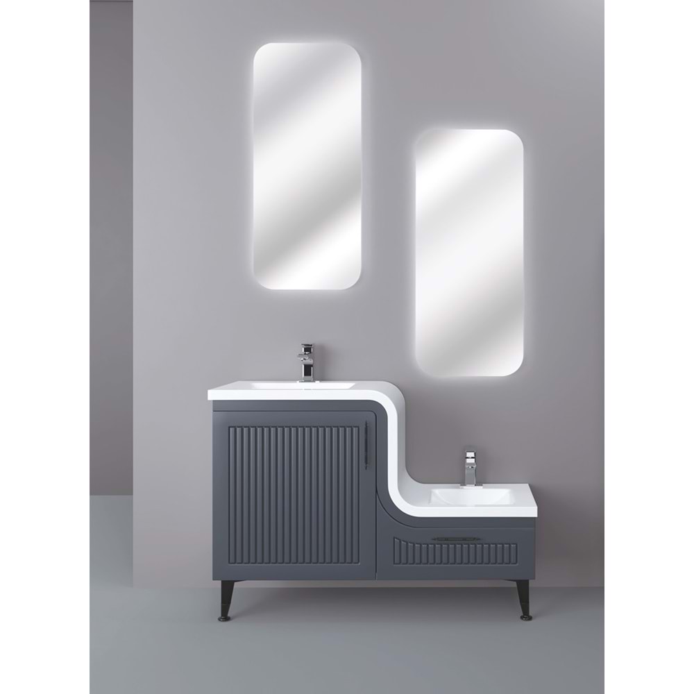 UBM BANYO DOLABI 115 CM LOTUS TAKIM ANTRASİT + BATARYA