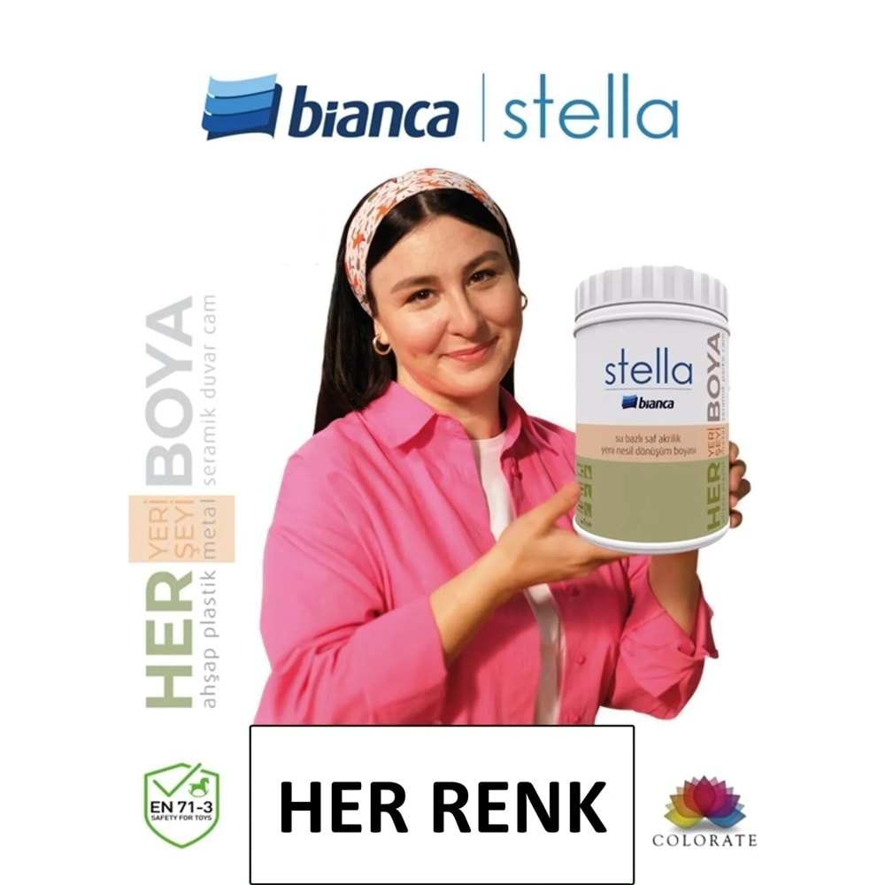 BİANCA STELLA SU BAZLI SAF AKRİLİK BOYA HER RENK 1 LT