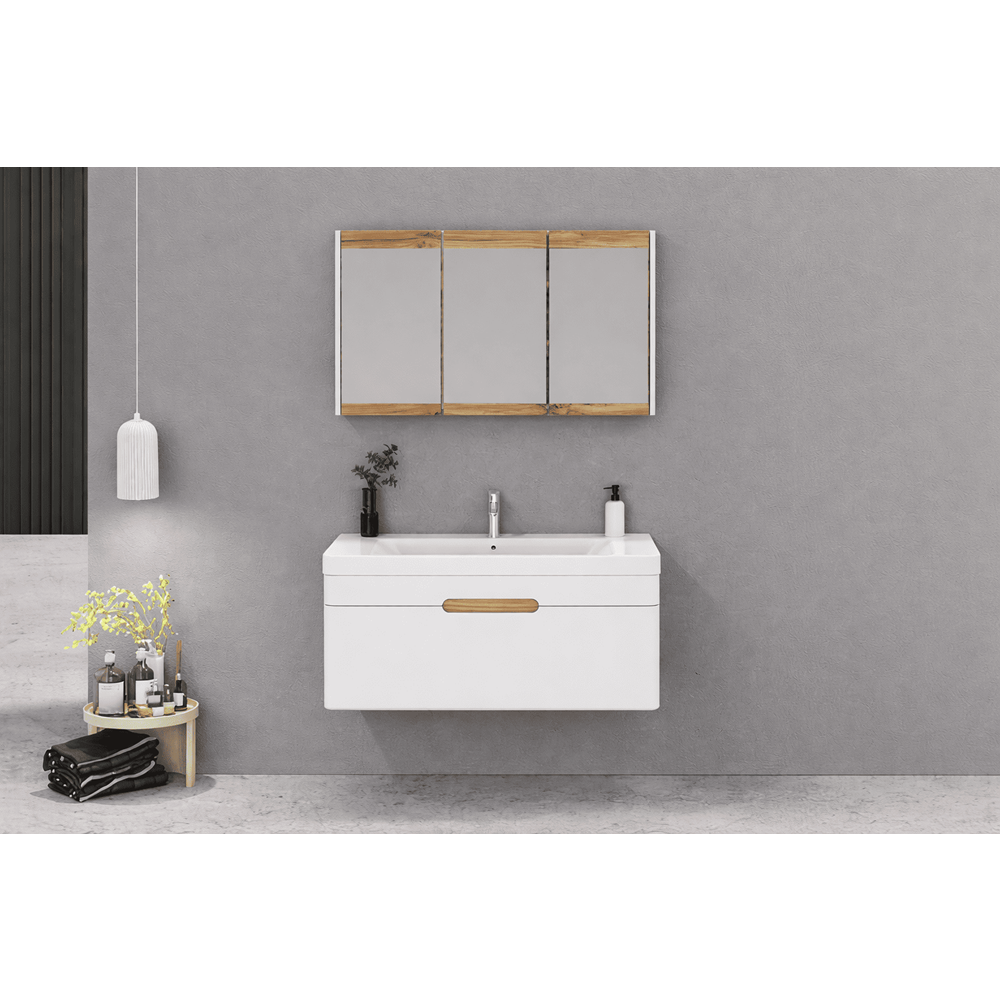 BİANİ BANYO DOLABI TONDO 105CM VIOLIN ANTIQUE WHITE