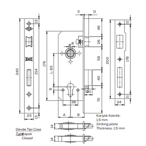 KALE KİLİT 152R SİLİNDİRLİ GÖMME KİLİT 35mm