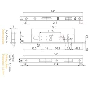 KALE 153P 35mm PVC DOĞRAMA KİLİT SİLİNDİRLİ