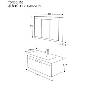 BİANİ BANYO DOLABI TONDO 105CM VIOLIN ANTIQUE WHITE