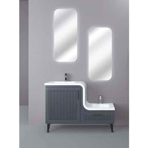 UBM BANYO DOLABI 115 CM LOTUS TAKIM ANTRASİT + BATARYA