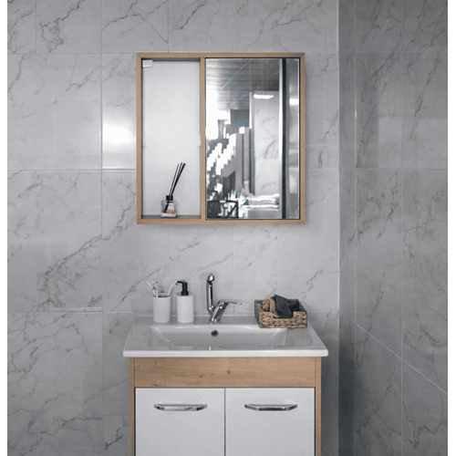 VOQ BANYO DOLABI AYNALI MOD 65CM AÇIK MEŞE