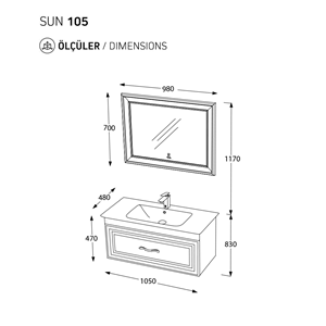 PİERRE CARDİN BANYO DOLABI SUN 105CM LAME
