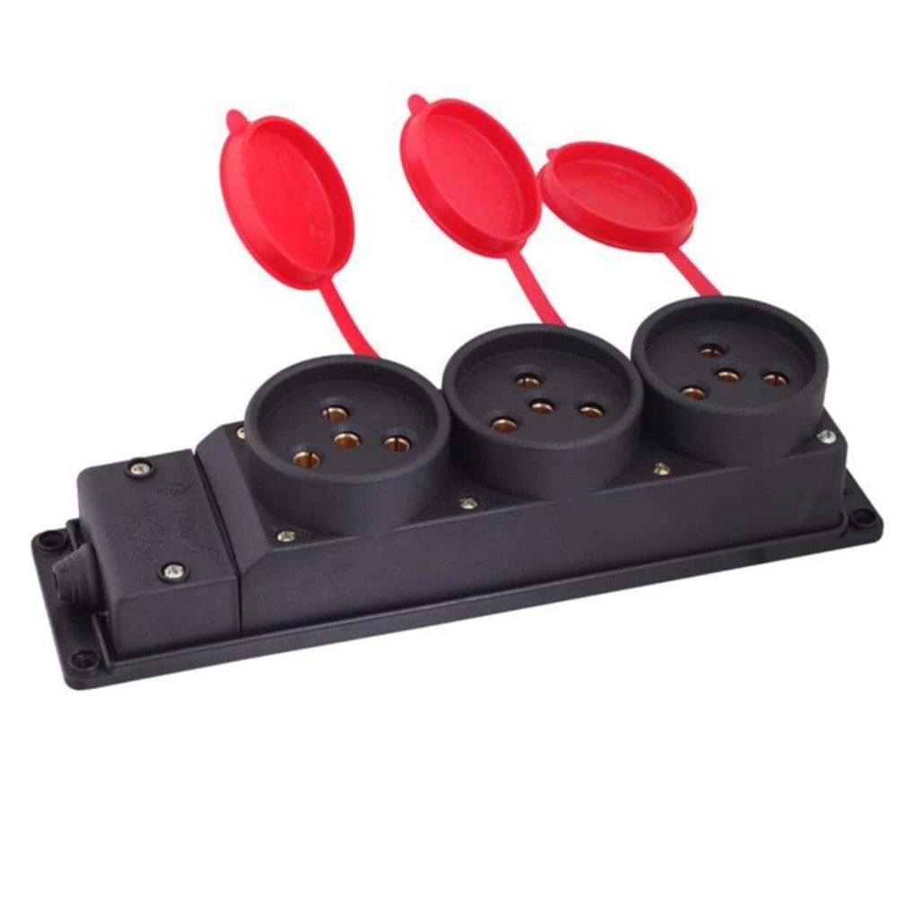 KAUÇUK TRİFAZE 3 LÜ PRİZ