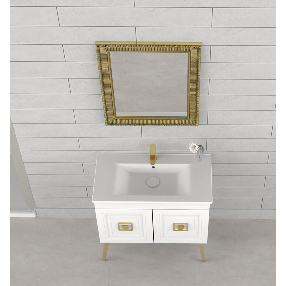 BİANİ BANYO DOLABI NİLE 85CM ANTIQUE WHITE GOLD