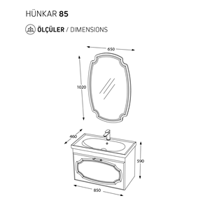 BİANİ BANYO DOLABI HÜNKAR 85CM PARLAK BEYAZ