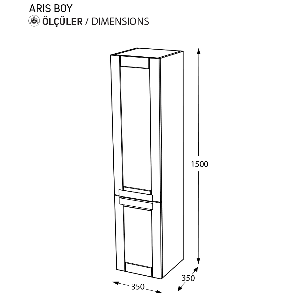 PİERRE CARDİN BOY DOLABI PIO MATT ANTHRACITE RIGHT