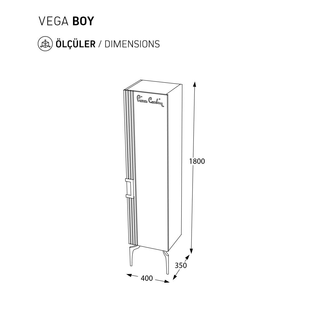 PİERRE CARDİN BOY DOLABI VEGA SIRIUS R WHITE BLACK