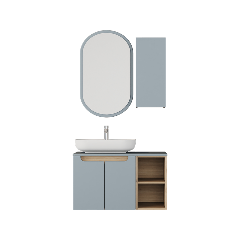 BİANİ BANYO DOLABI KATIA 90CM PARLAK OAK ICE BLEU