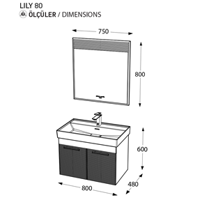PİERRE CARDİN BANYO DOLABI LILY 80CM ANTIQUE WHITE